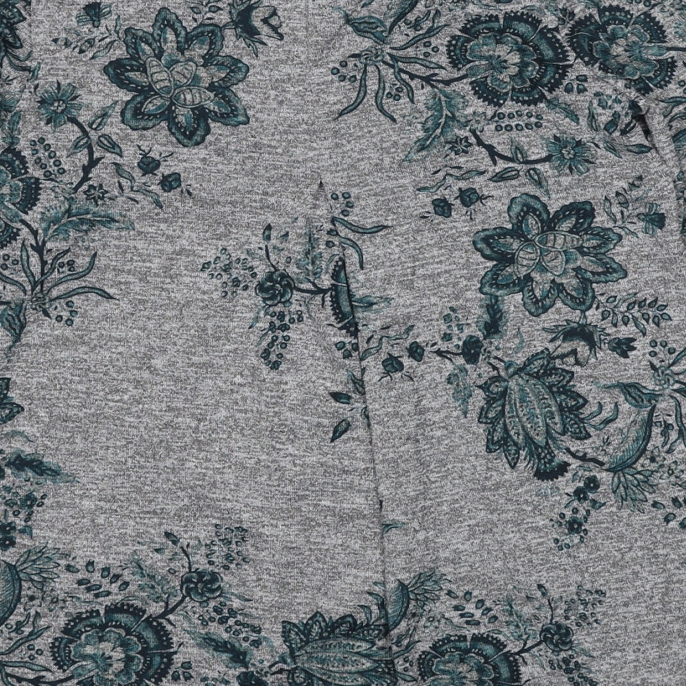 Roman Womens Grey Round Neck Floral Polyester Pullover Jumper Size 10