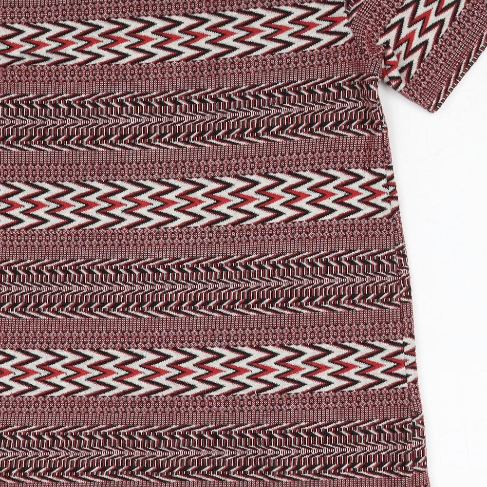 River Island Womens Red Geometric Polyester Shift Size 8 Round Neck Pullover