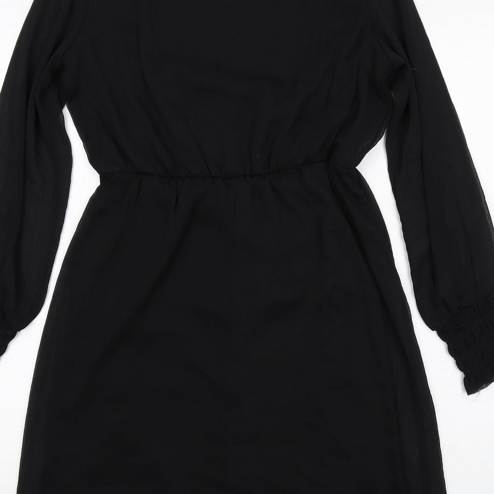 VERO MODA Womens Black Polyester A-Line Size S Round Neck Button