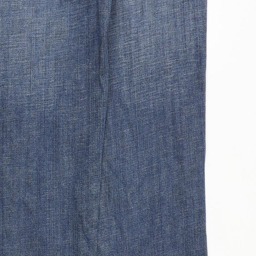Warehouse Womens Blue Cotton Straight Jeans Size 10 Extra-Slim Zip