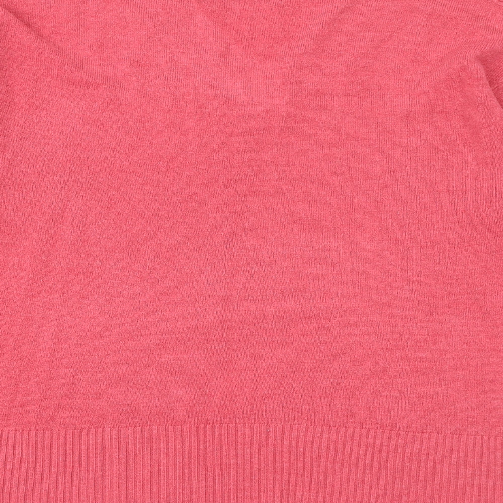 Marks & Spencer Womens Pink V-Neck Acrylic Pullover Jumper Size 12