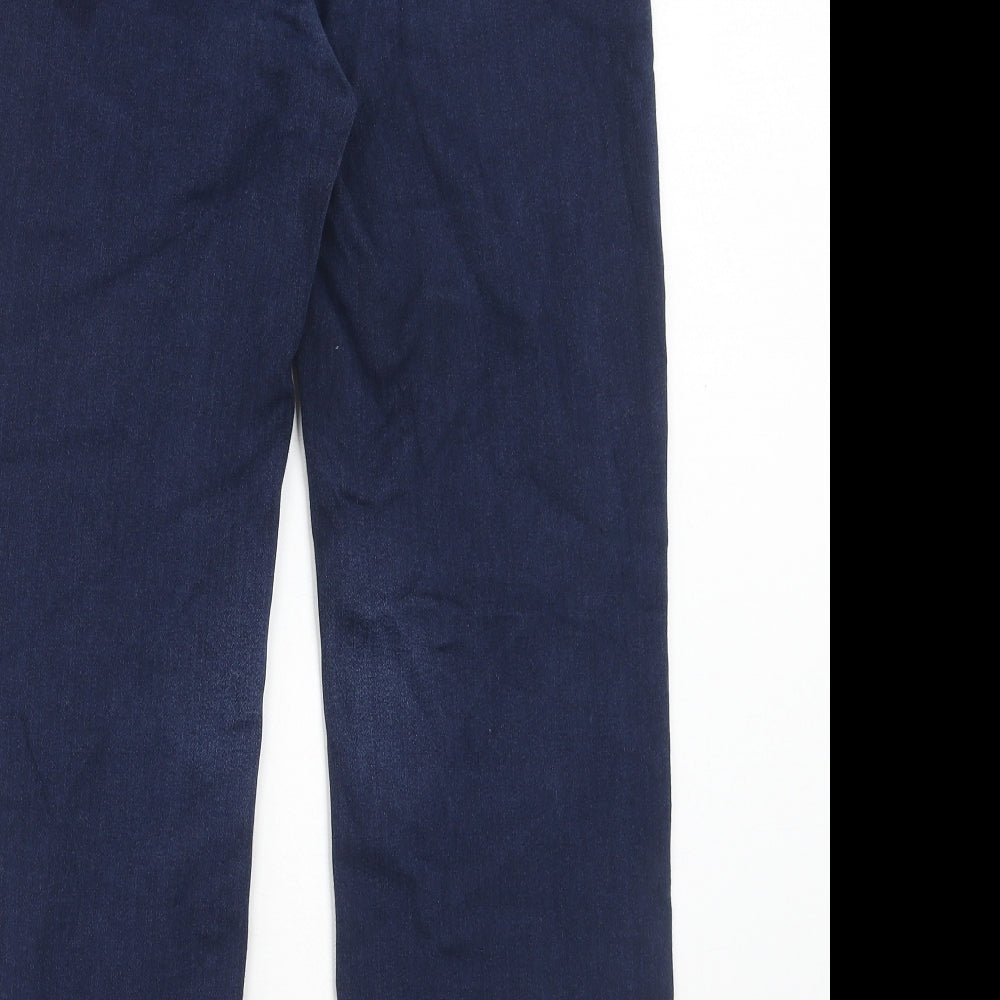 Marks & Spencer Womens Blue Cotton Straight Jeans Size 32 in Regular Zip
