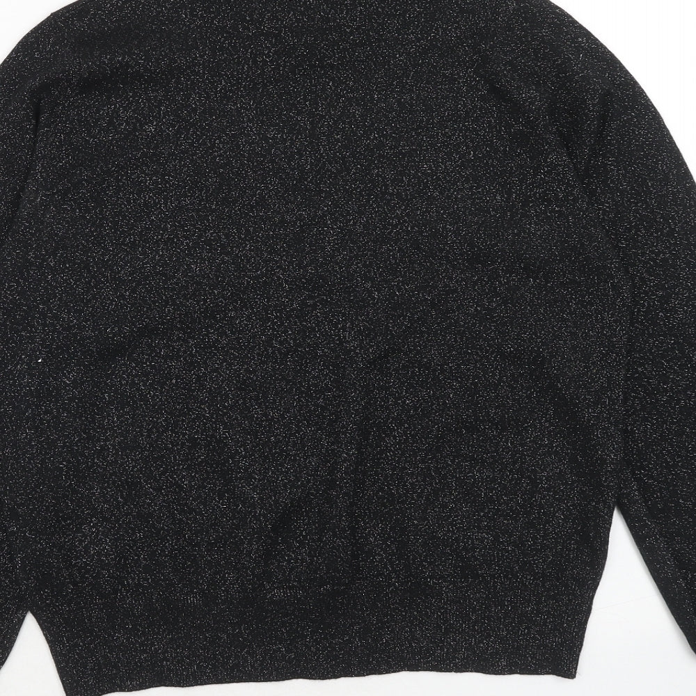 Marks & Spencer Womens Black Round Neck Polyester Pullover Jumper Size S