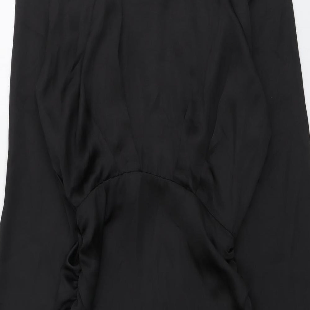 Zara Womens Black Polyester Shirt Dress Size XS Collared Zip
