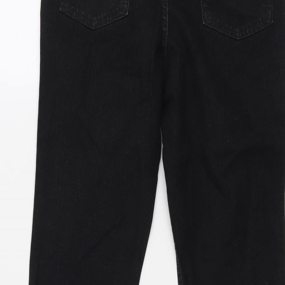 Marks & Spencer Womens Black Cotton Straight Jeans Size 10 L20 in Regular Button