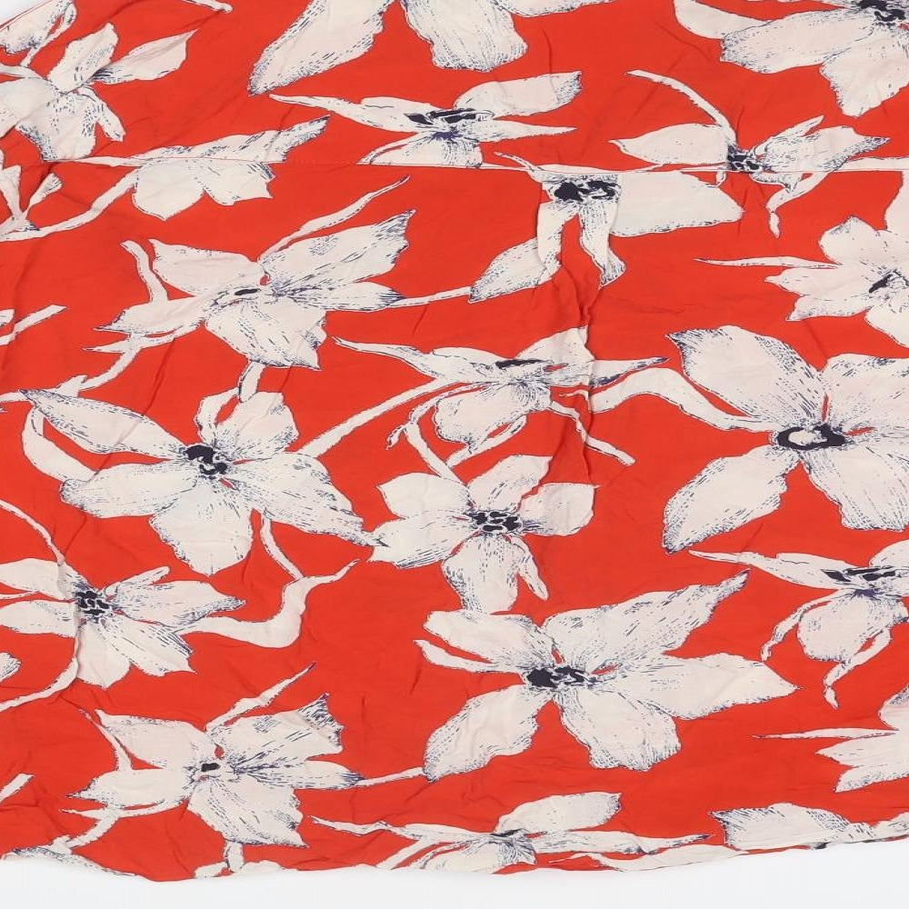 VERO MODA Womens Red Floral Viscose Basic Button-Up Size L Collared