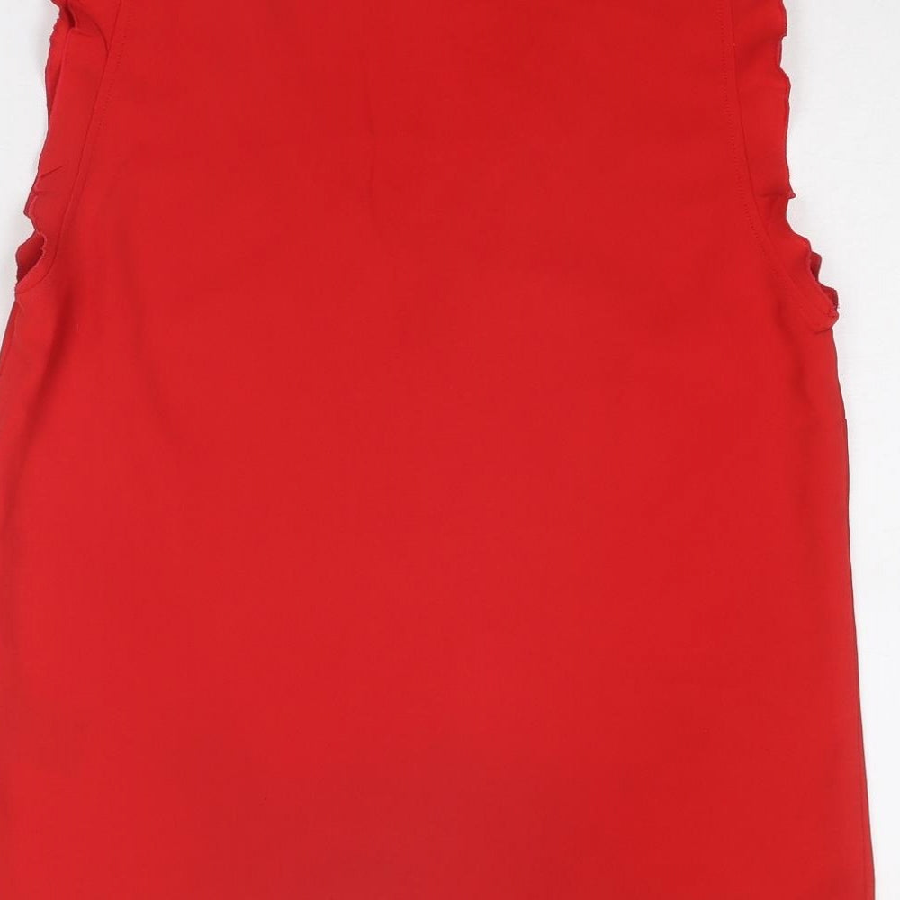 H&M Womens Red Polyester Basic Blouse Size 10 V-Neck