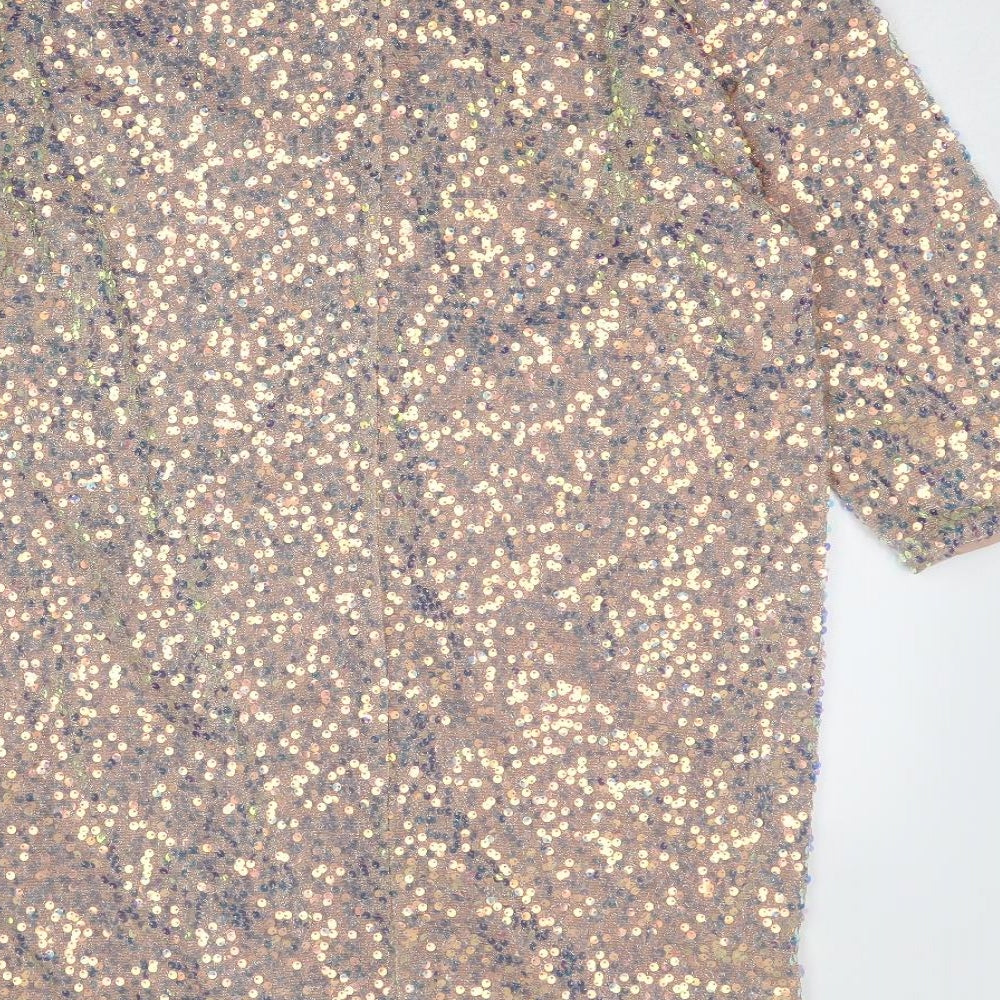 H&M Womens Multicoloured Polyester A-Line Size S V-Neck Pullover