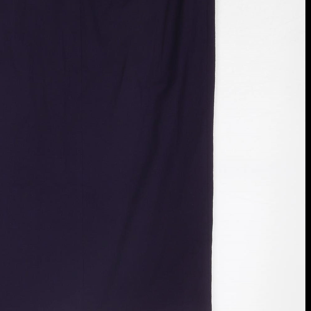 Marks & Spencer Womens Purple Polyester A-Line Skirt Size 10 Zip