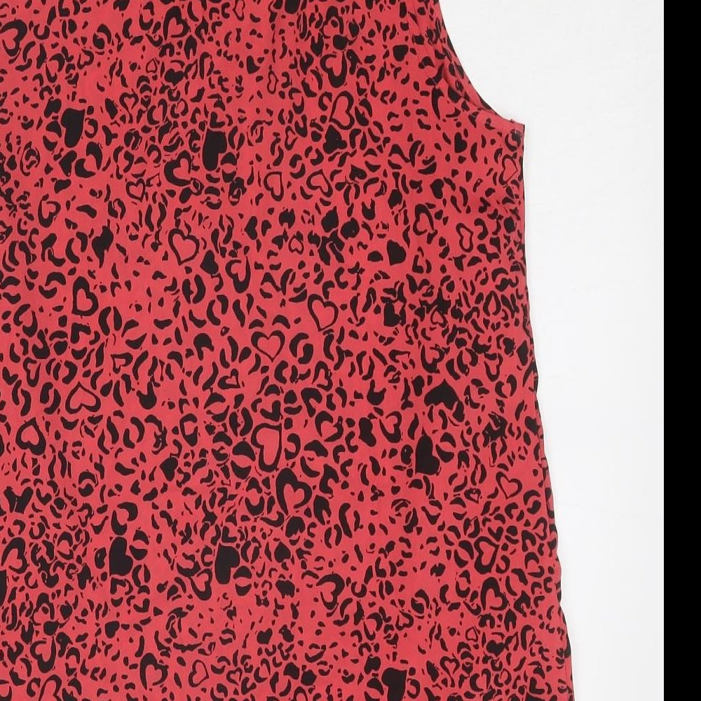 South Womens Pink Animal Print Polyester Basic Tank Size 12 Scoop Neck