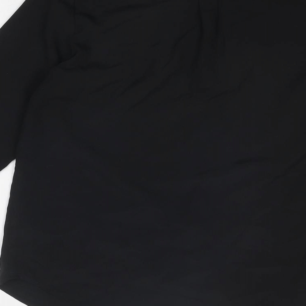 South Womens Black Polyester Basic Button-Up Size 10 Collared