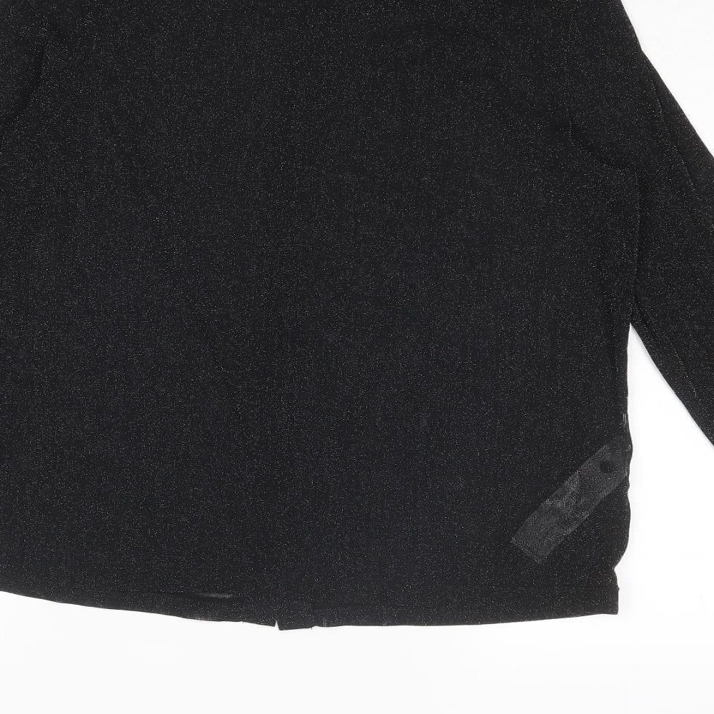 Mango Womens Black Polyamide Basic Button-Up Size L Collared