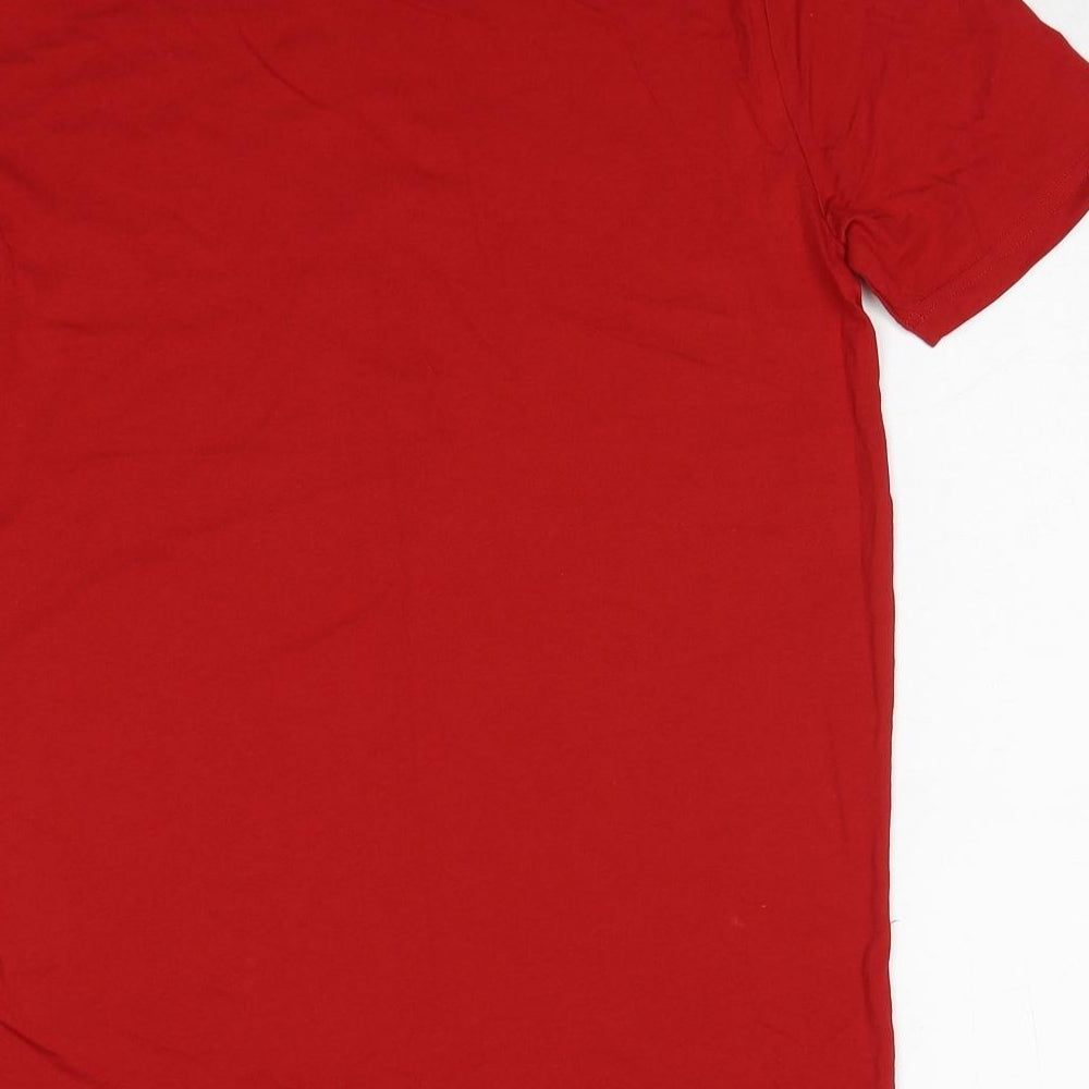 Marks & Spencer Mens Red Cotton T-Shirt Size S Round Neck - Brew-Dolph Christmas