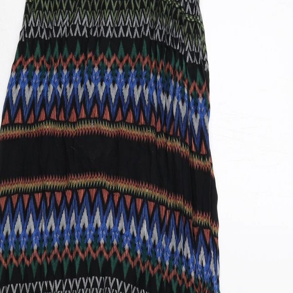 New Look Womens Black Geometric Viscose Maxi Size 8 Square Neck Pullover - Strapless