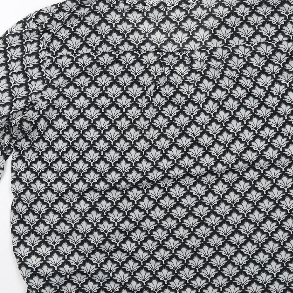 H&M Womens Grey Geometric Polyester Basic Blouse Size S V-Neck