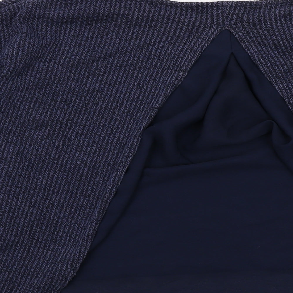 Lowrys Farm Womens Blue Polyester Basic Blouse Size L Boat Neck - Layered
