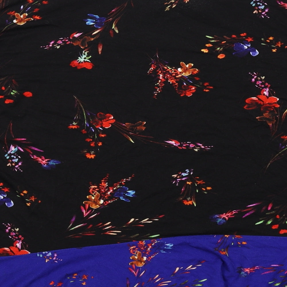 Phase Eight Womens Black Floral Viscose Basic Blouse Size 12 Boat Neck