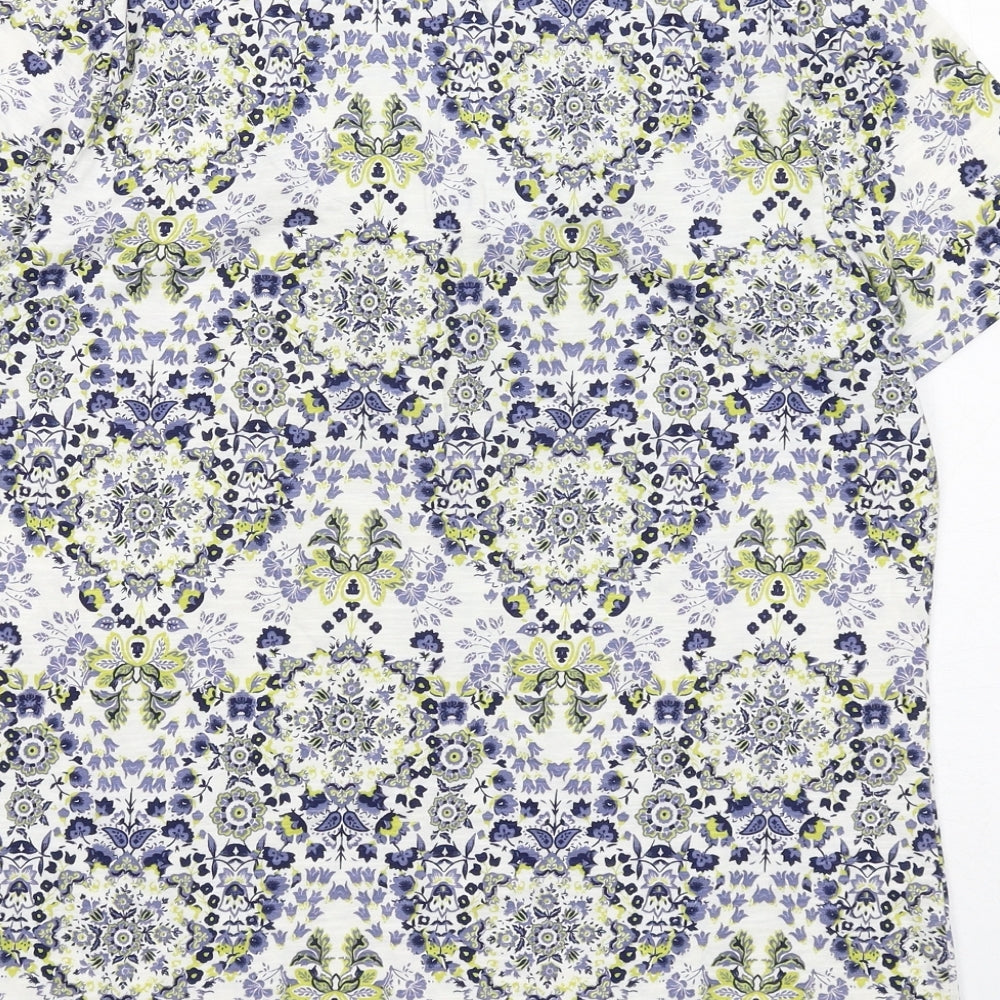 Profile Womens Multicoloured Floral Cotton Basic T-Shirt Size 10 Scoop Neck