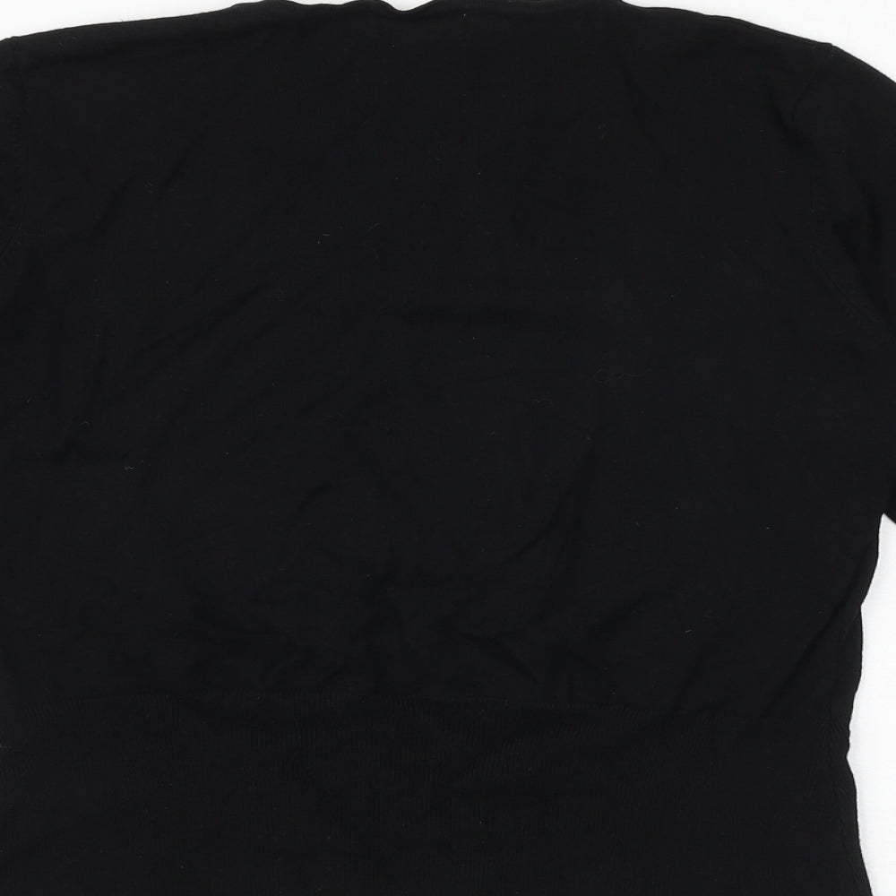 Nightingales Womens Black V-Neck Viscose Pullover Jumper Size 12