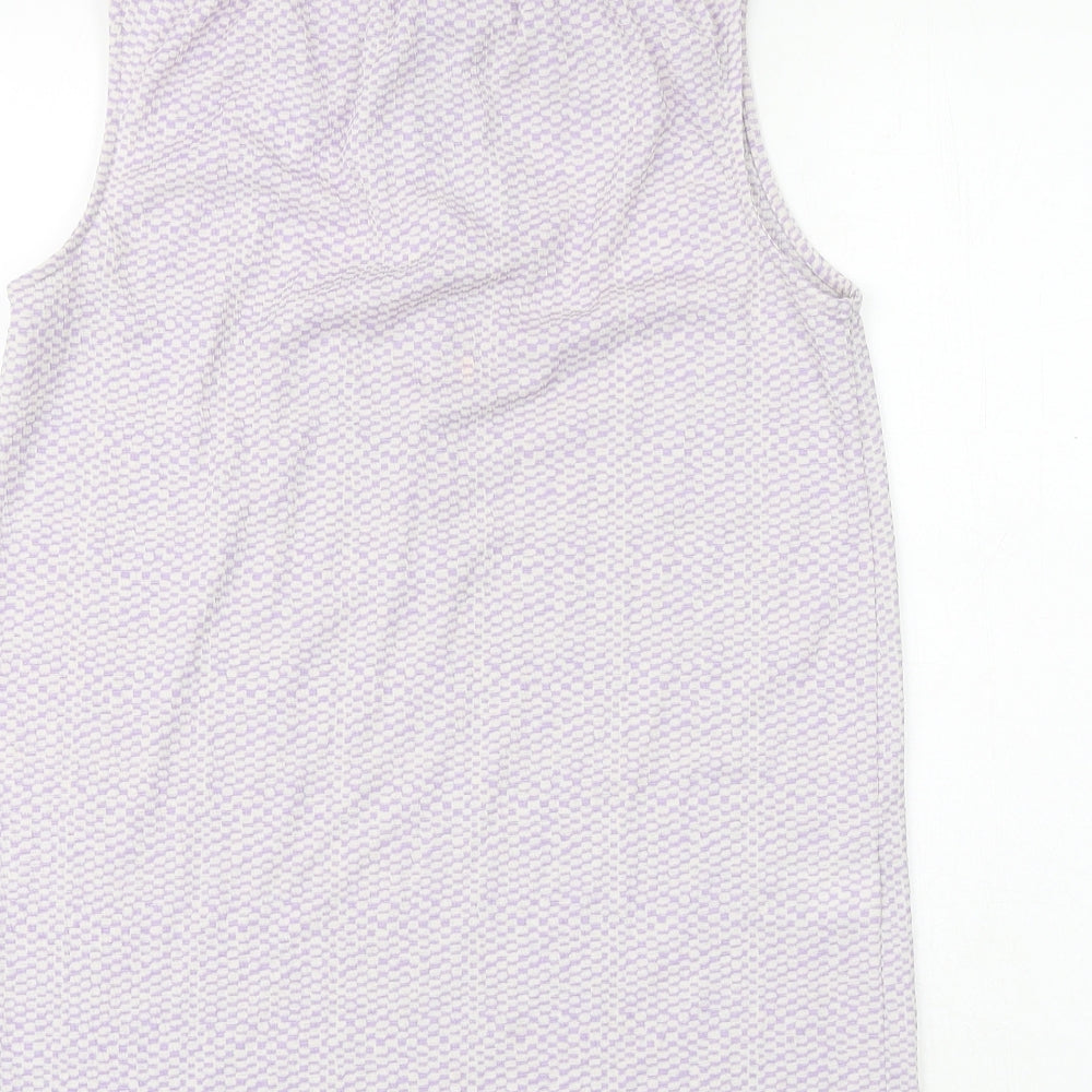 NEXT Womens Purple Check Polyester Basic Tank Size 8 Round Neck