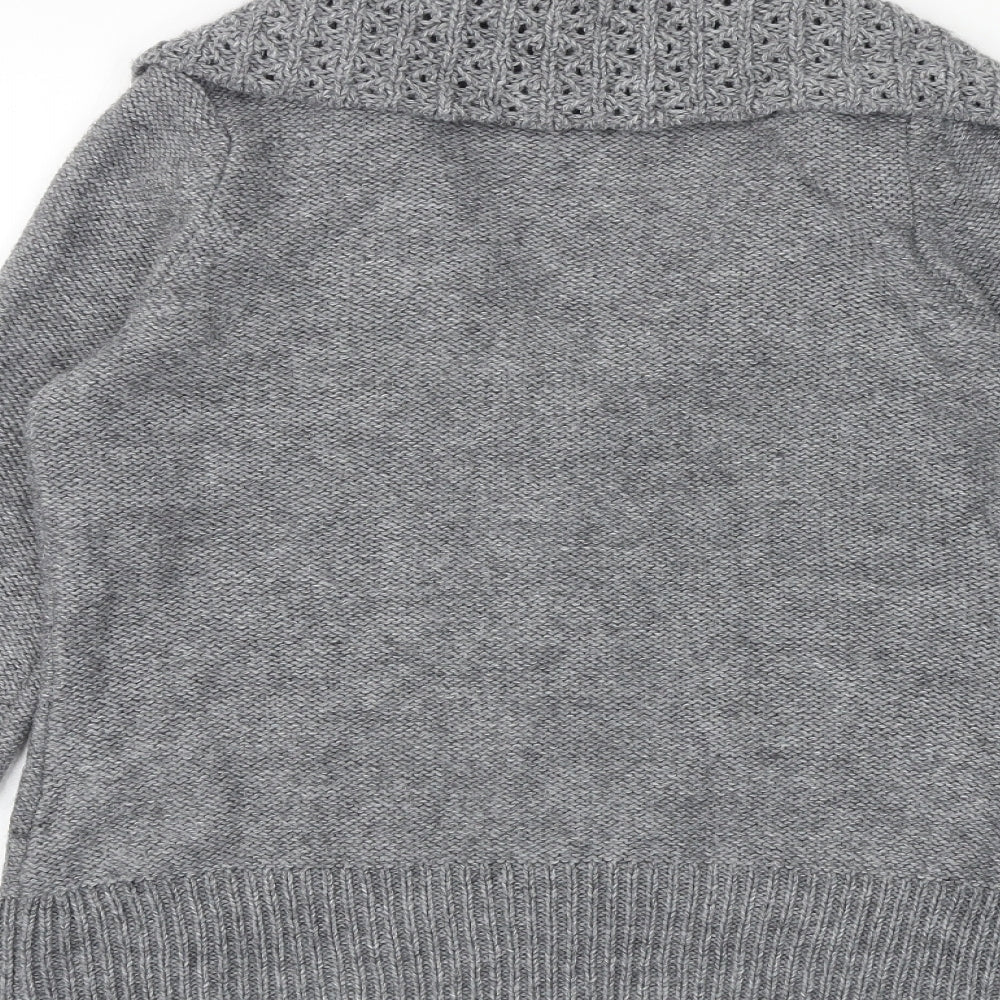 Wallis Womens Grey V-Neck Acrylic Cardigan Jumper Size M