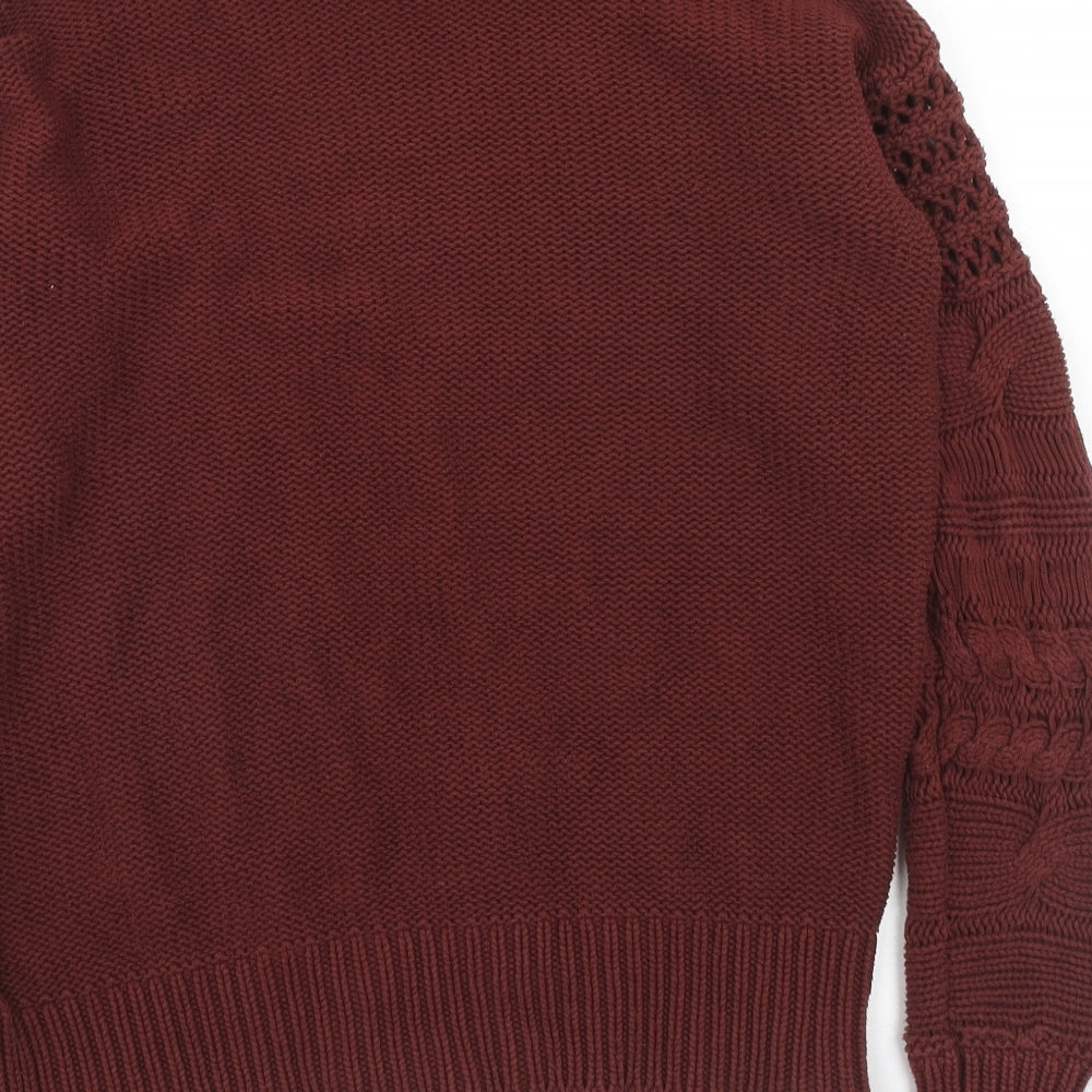 NEXT Womens Brown Round Neck Cotton Pullover Jumper Size S
