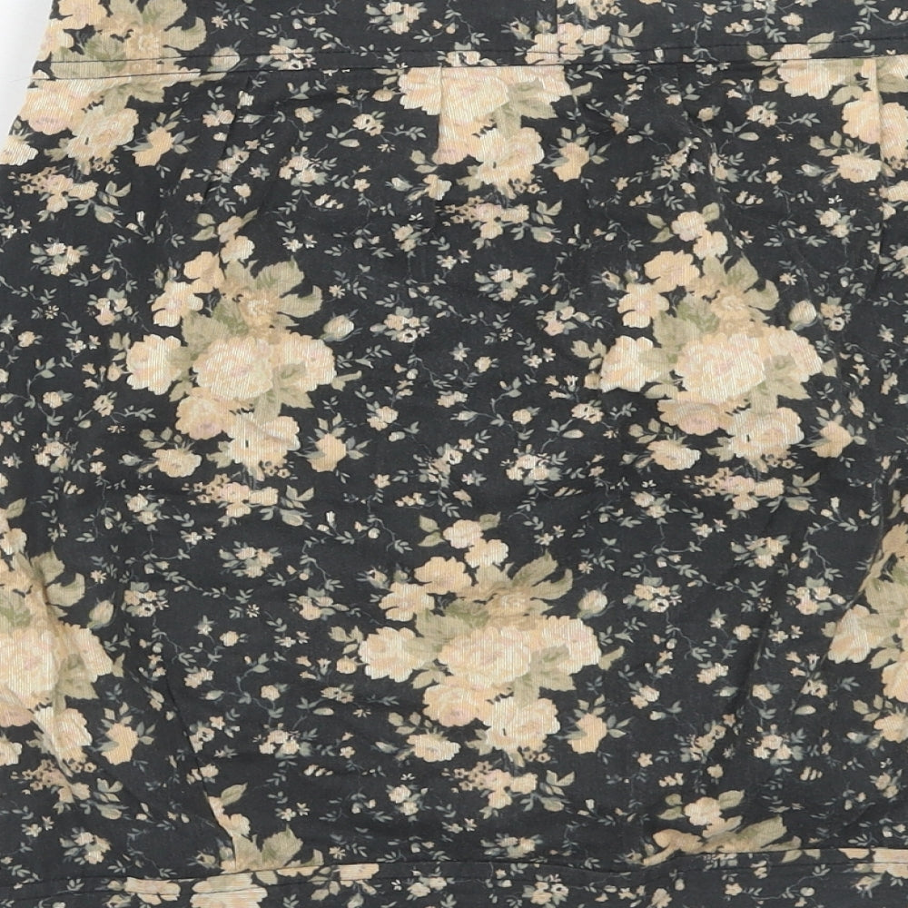 Kimchi Blue Womens Multicoloured Floral Cotton A-Line Skirt Size M Zip