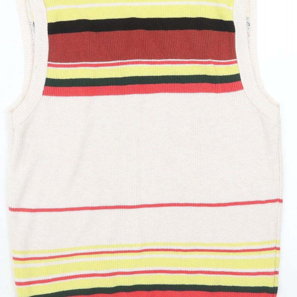 NEXT Womens Multicoloured Scoop Neck Striped Cotton Pullover Jumper Size S