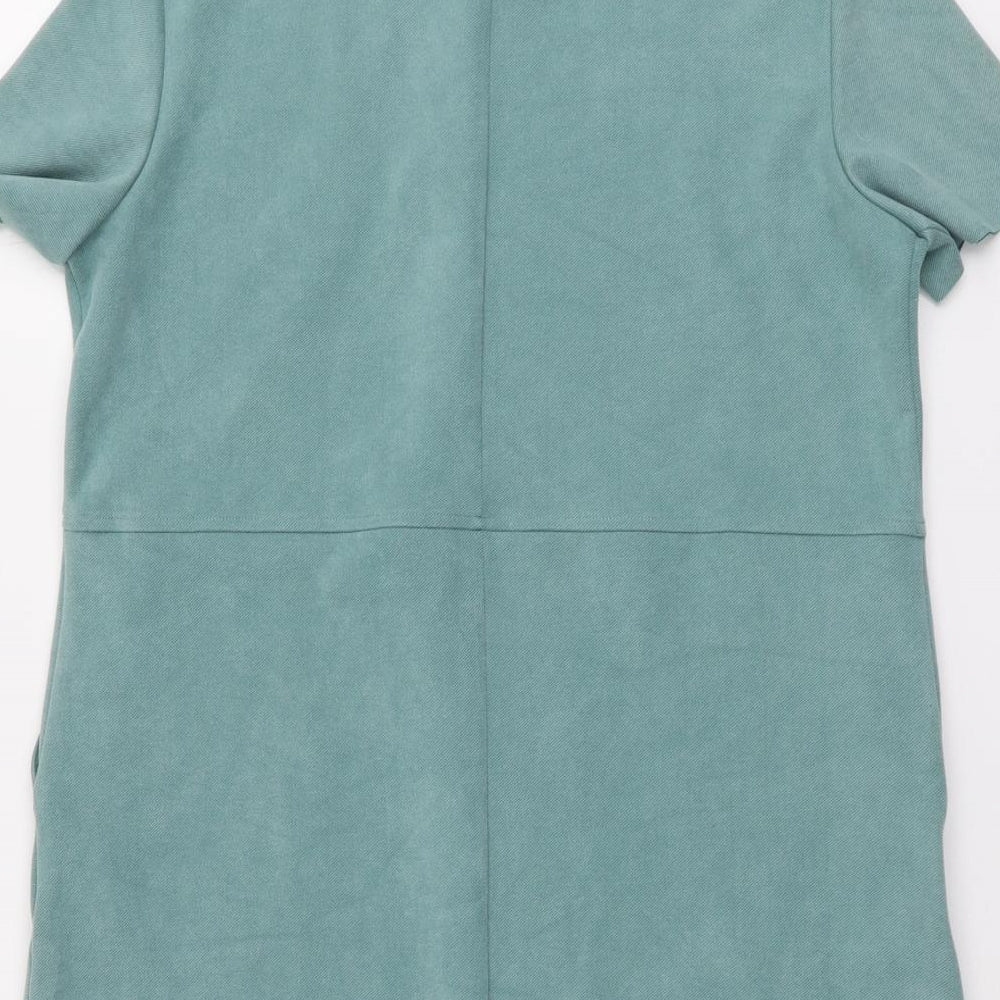 Zara Womens Green Polyester A-Line Size L Round Neck Pullover