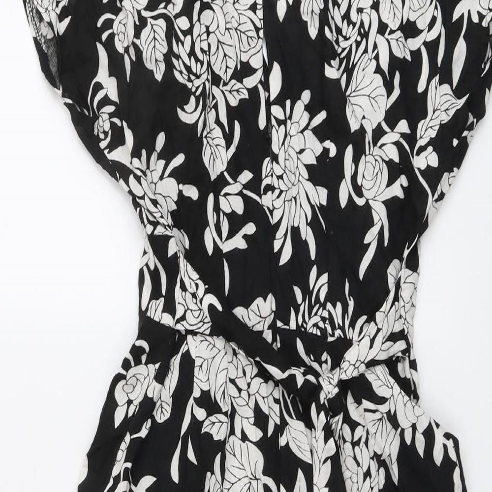 Closet Womens Black Geometric Viscose A-Line Size 8 V-Neck Pullover