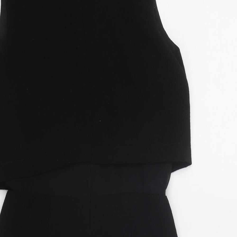 ASOS Womens Black Polyester Shift Size 6 Round Neck Zip - Embellished Neckline