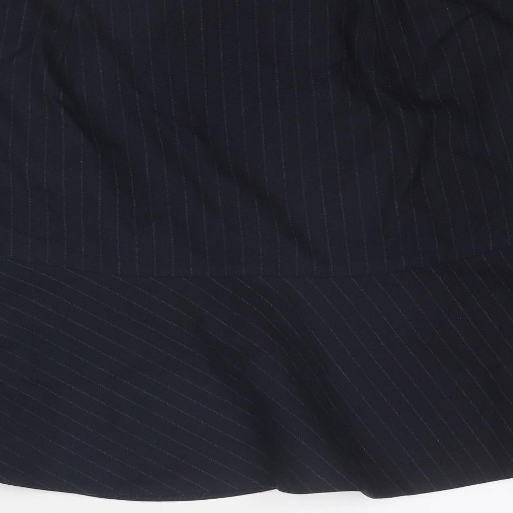Zara Womens Blue Striped Viscose Swing Skirt Size S Zip