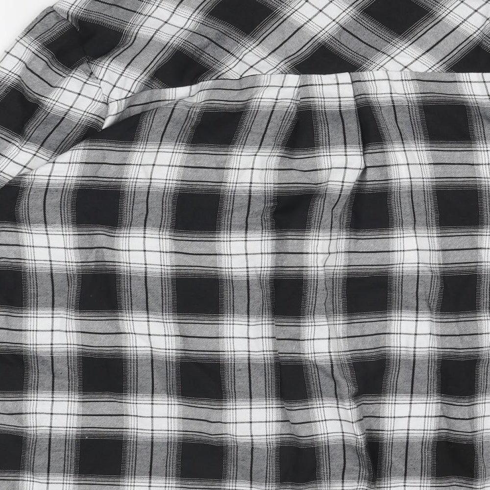 New Look Womens Grey Plaid Cotton Basic Button-Up Size 8 Collared