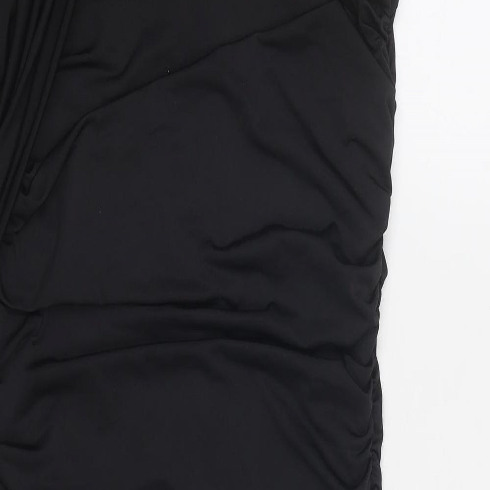 Stradivarius Womens Black Polyester Bodycon Size M Round Neck Pullover - Asymmetric Neckline