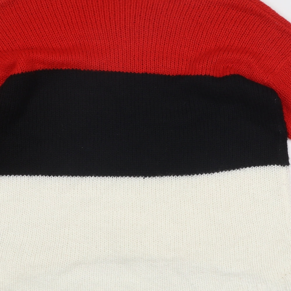 Select Womens Multicoloured Boat Neck Acrylic Pullover Jumper Size 12 - Colourblock