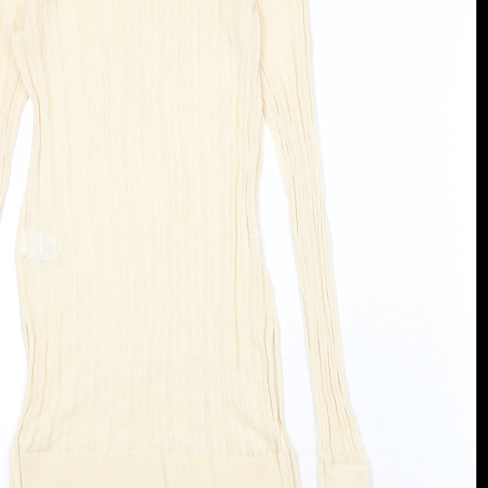 NEXT Womens Beige Round Neck Viscose Pullover Jumper Size 6