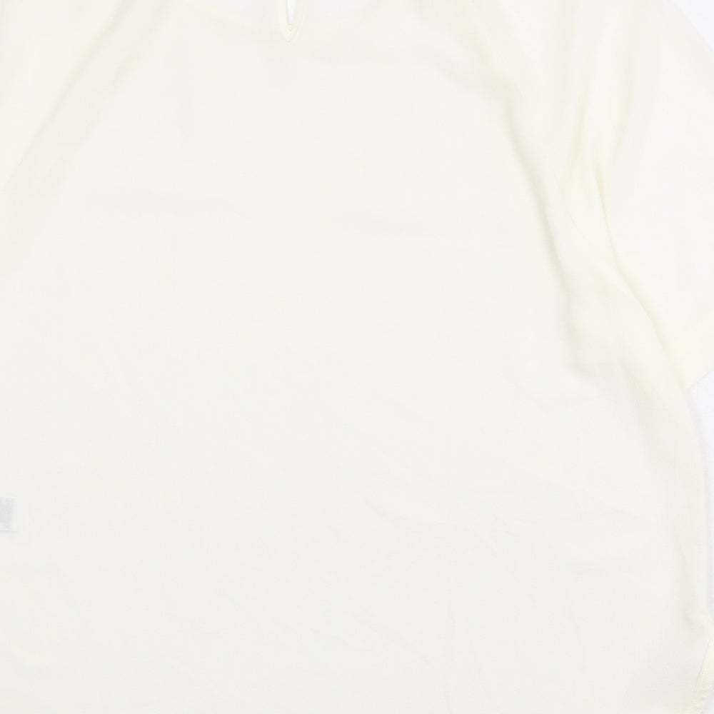 Marks & Spencer Womens Ivory Polyester Basic Blouse Size 12 Round Neck