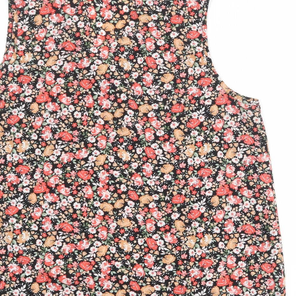 Emery Rose Womens Multicoloured Floral Polyester Basic Tank Size XL V-Neck