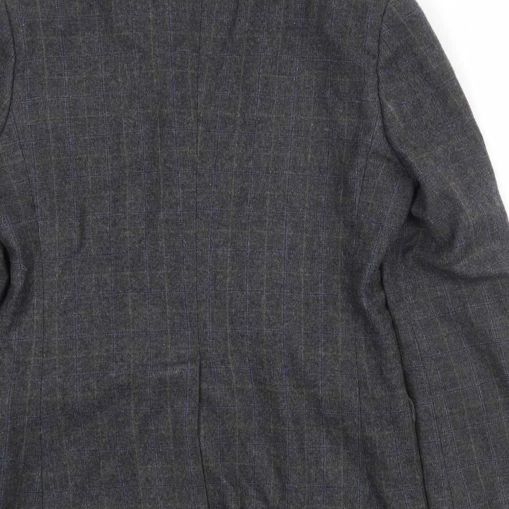 RJR.John Rocha Mens Grey Check Wool Jacket Blazer Size 38 Regular