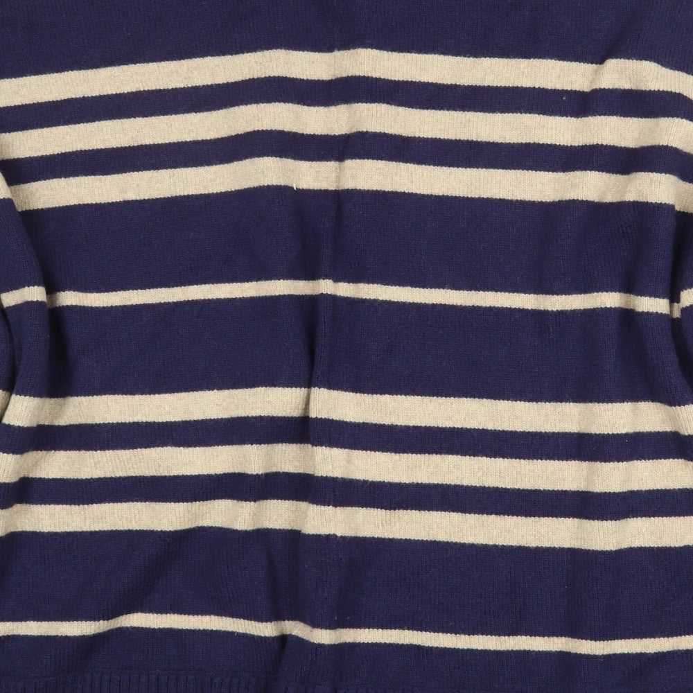 Gap Womens Blue V-Neck Striped Nylon Cardigan Jumper One Size