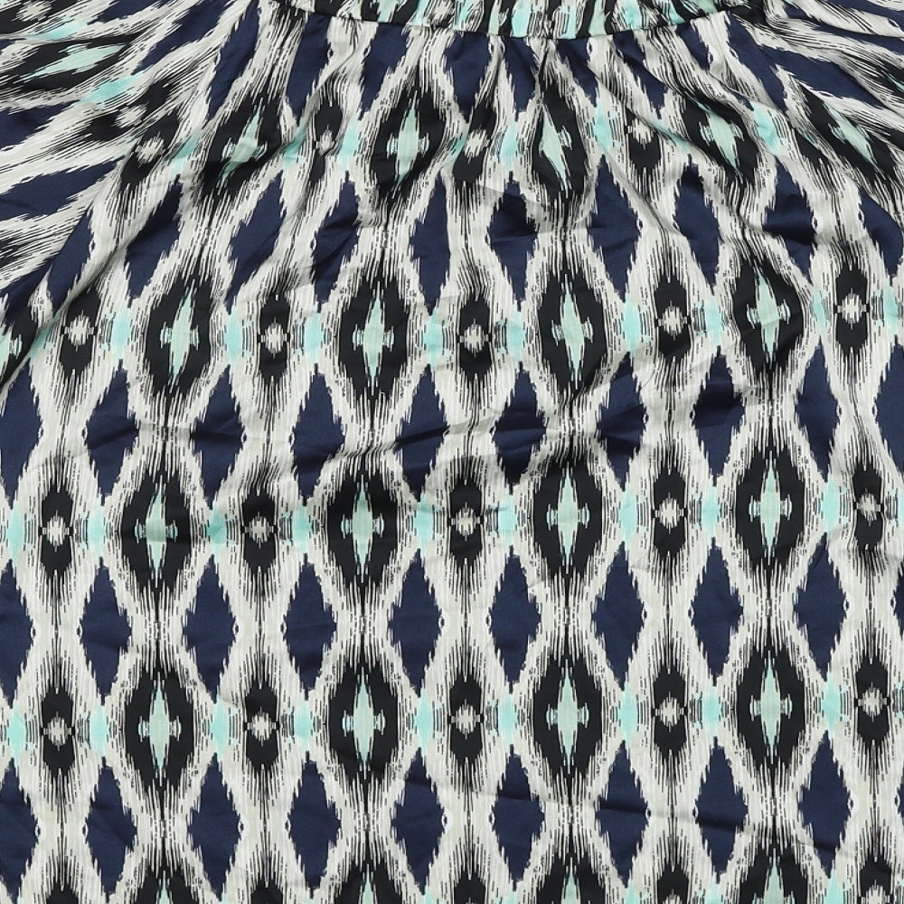 Marks & Spencer Womens Multicoloured Geometric Polyester Basic Blouse Size 8 Round Neck