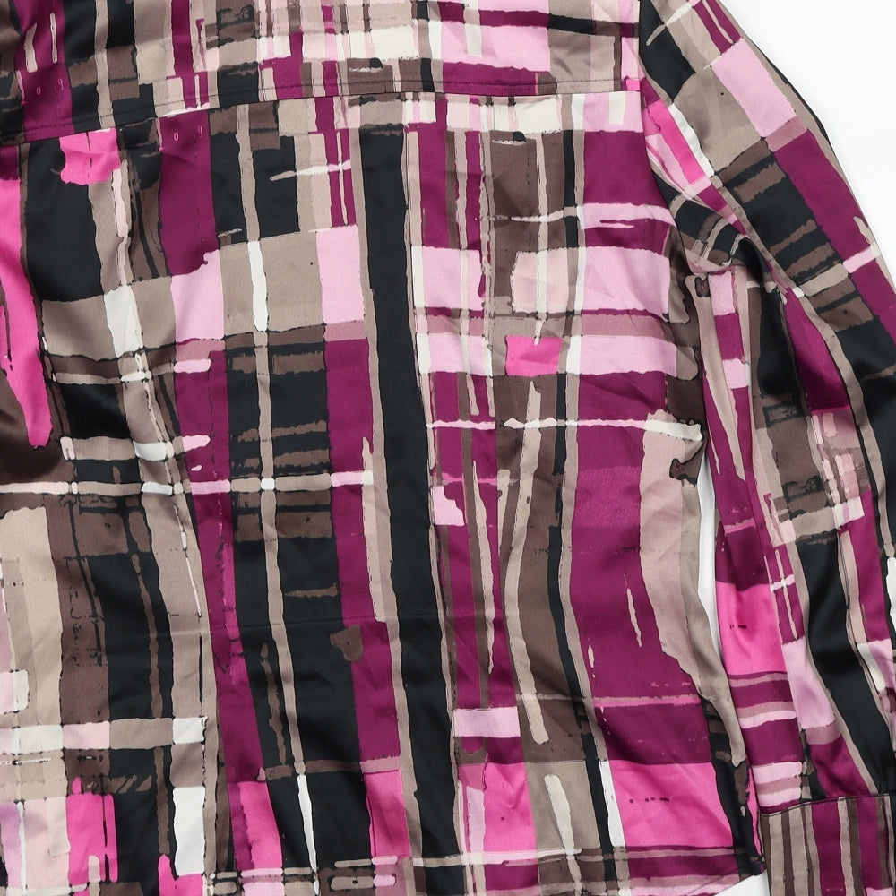 NEXT Womens Multicoloured Geometric Polyester Basic Button-Up Size 12 Collared