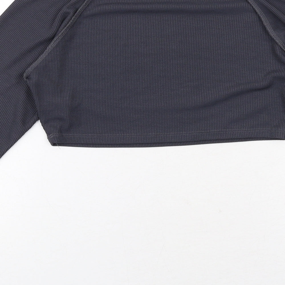 PRETTYLITTLETHING Womens Grey Polyester Basic T-Shirt Size 10 Round Neck