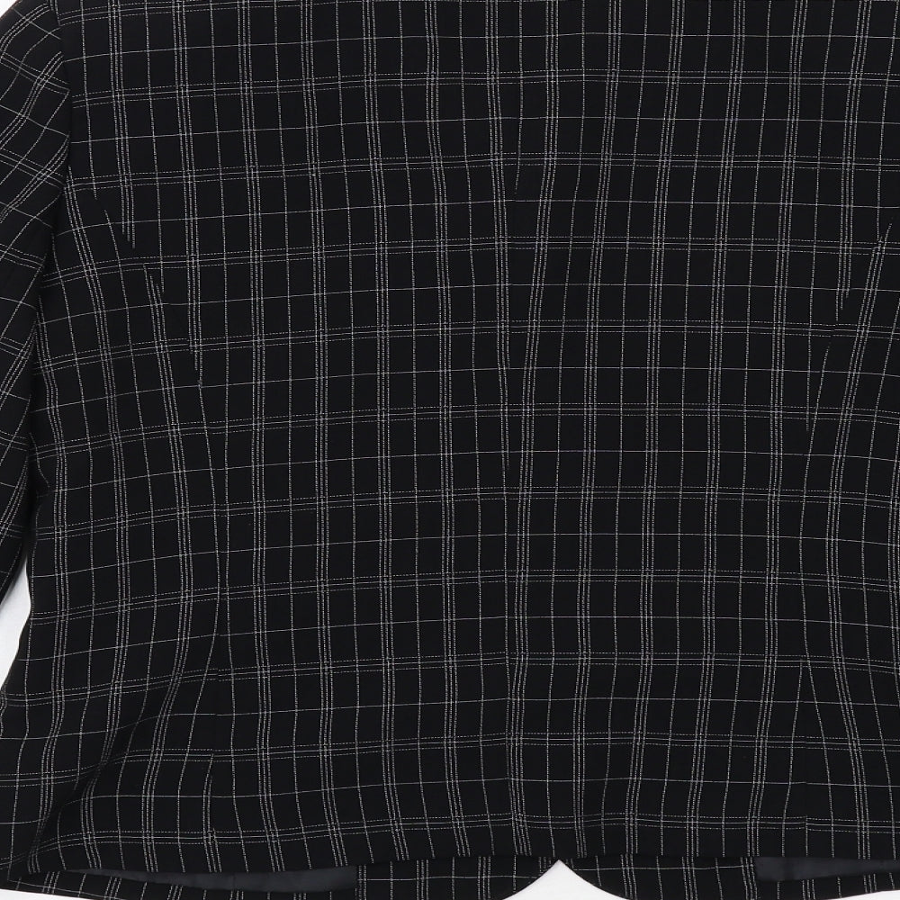 NEXT Womens Black Geometric Jacket Blazer Size 10 Button