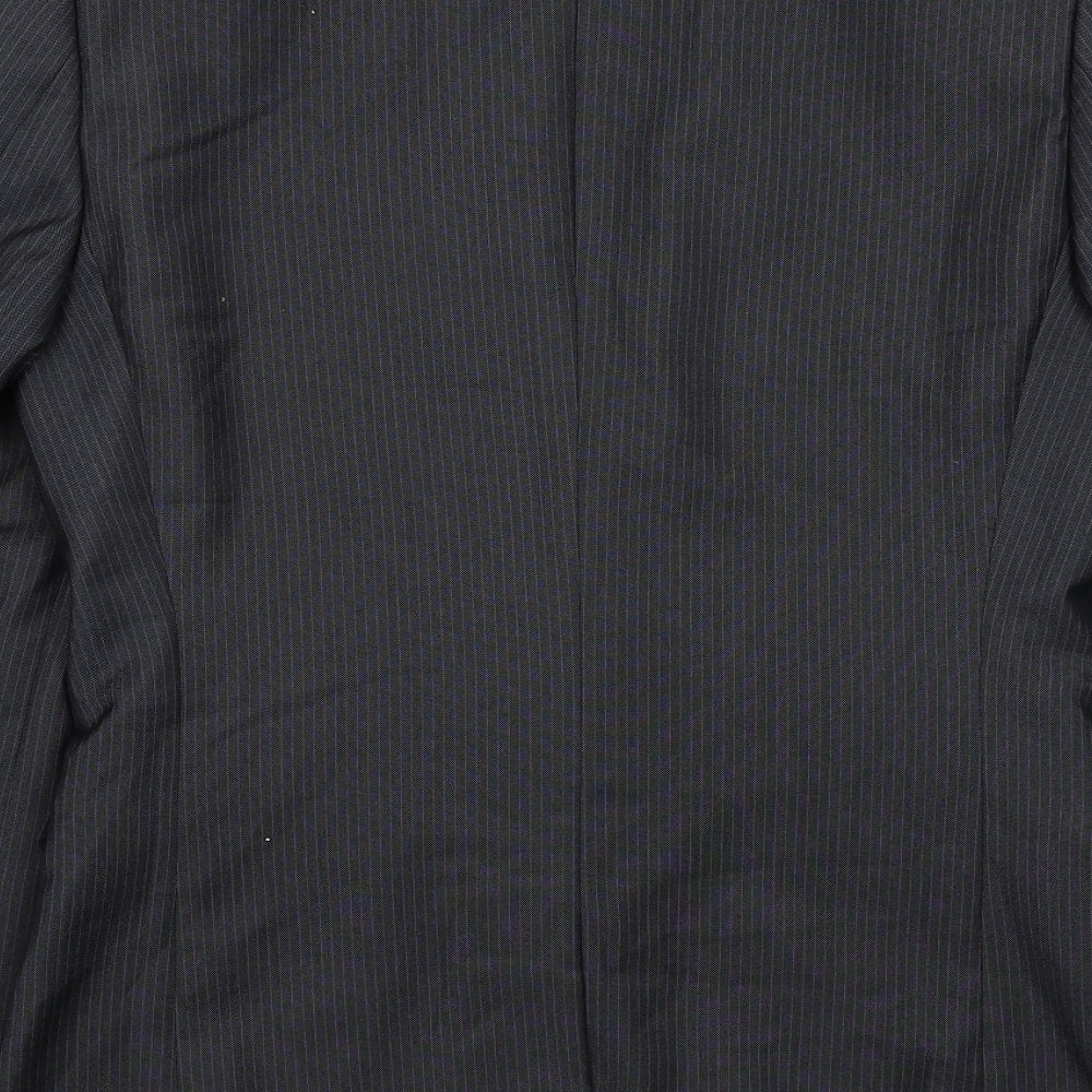 NEXT Mens Grey Striped Polyester Jacket Suit Jacket Size 38 Regular