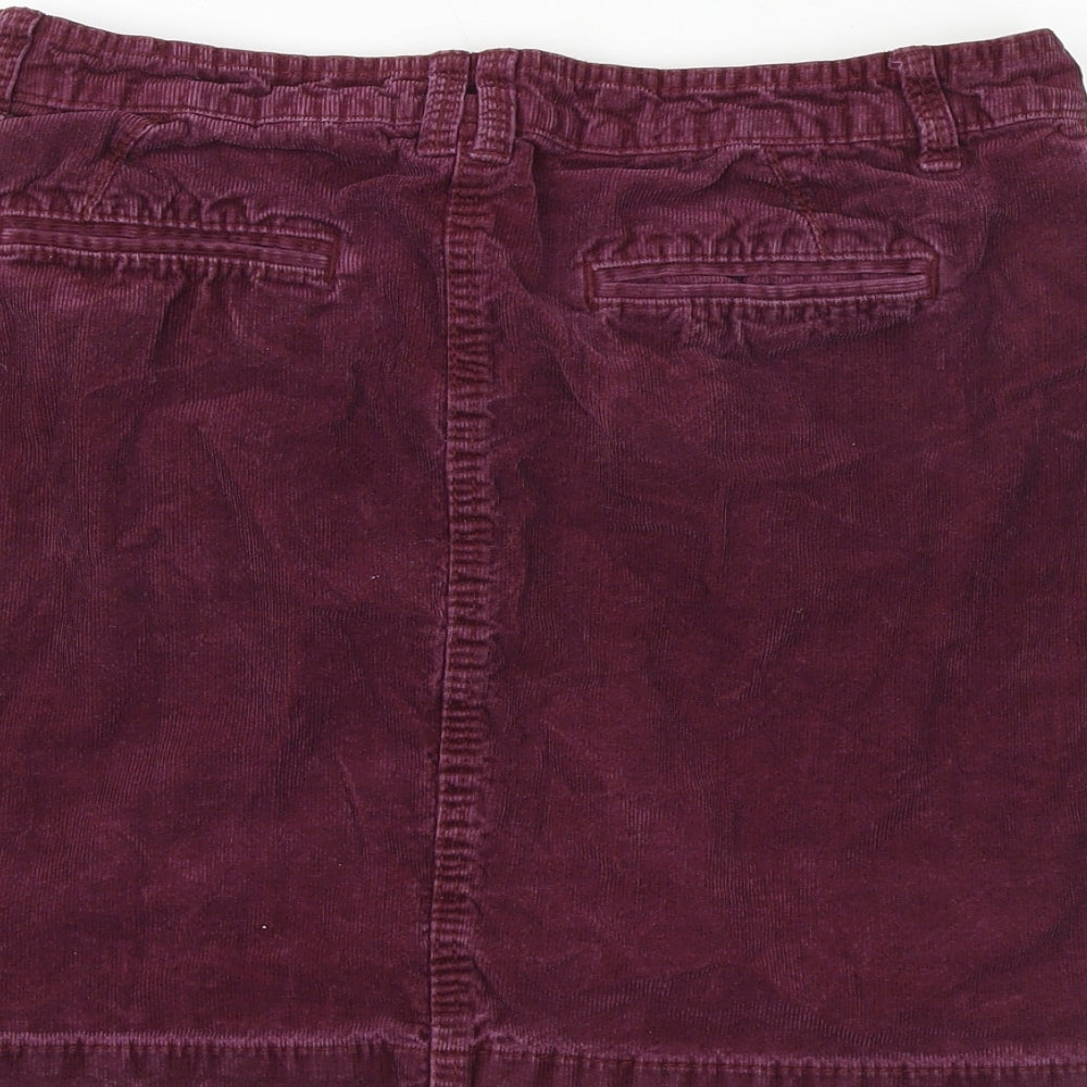 Marks & Spencer Womens Purple Cotton A-Line Skirt Size 10 Zip
