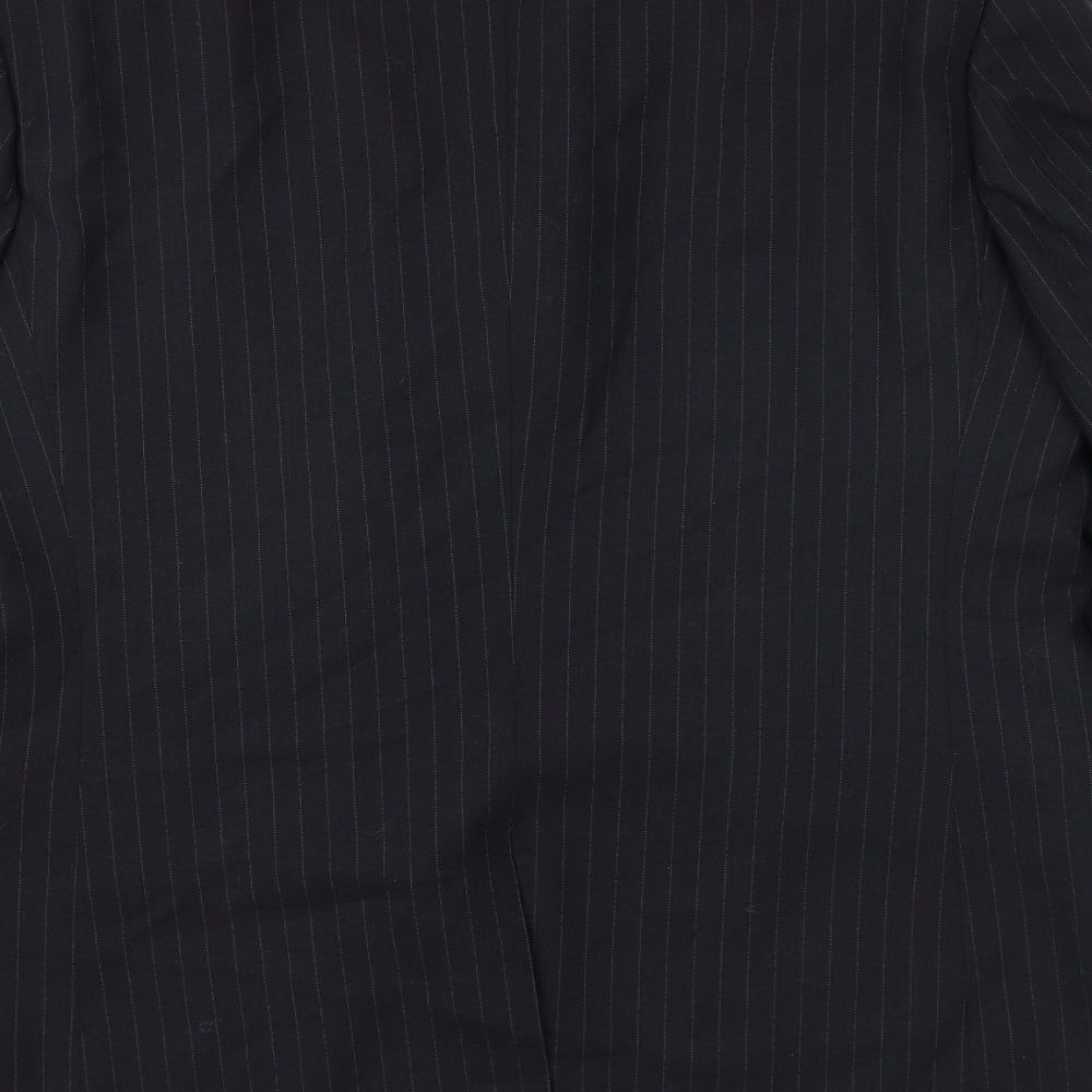 Burton Mens Blue Striped Wool Jacket Suit Jacket Size 40 Regular