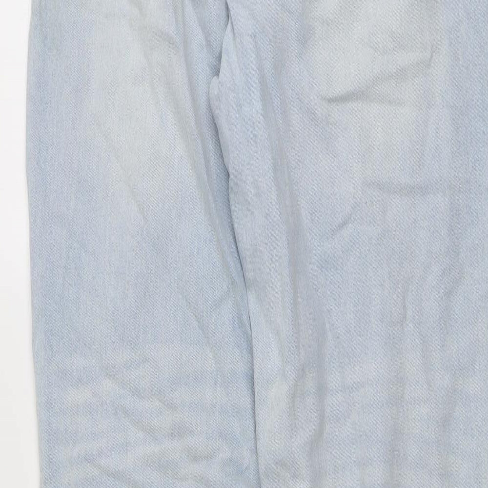 H&M Womens Blue Cotton Mom Jeans Size 8 L31 in Regular Button - Frayed Hem