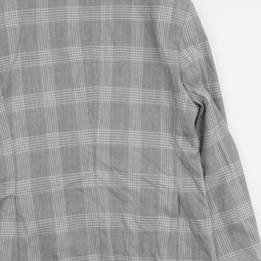 Marks & Spencer Mens Grey Plaid Polyester Jacket Blazer Size 38 Regular