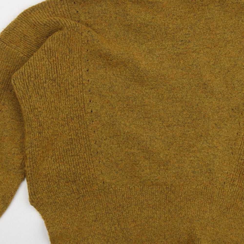 Topshop Womens Yellow Round Neck Acrylic Pullover Jumper Size 10